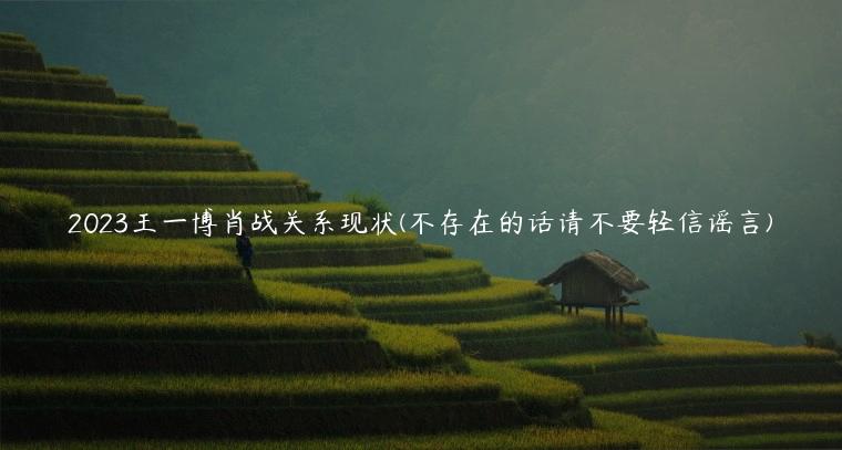 2023王一博肖战关系现状(不存在的话请不要轻信谣言)
