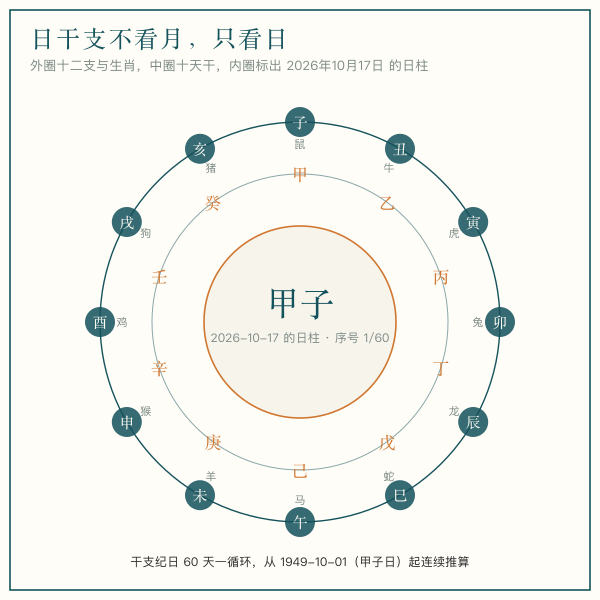 干支纪日与生肖示意环