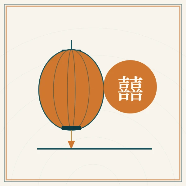 红灯笼与双喜字喜庆图案
